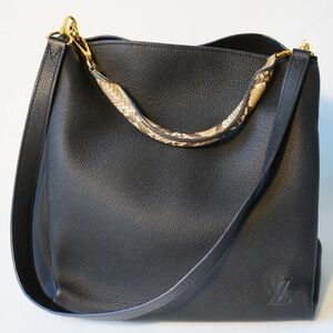 Louis Vuitton Capucine Black and Gold Limited Edition Snake Skin Handle Bag